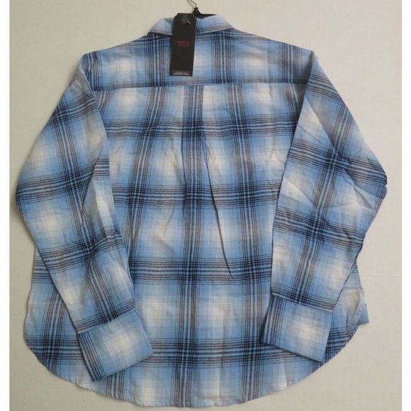 Levi's A08670004 Women's Sz L Joey Plaid Bonnie Blue L/S Flannel Shirt $60 - Picture 8 of 10